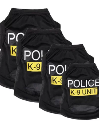 Police Suit Cosplay Dog Clothes Black Elastic Vest Puppy T-Shirt Coat Accessories Apparel Costumes  Pet Clothes for Dogs Cats