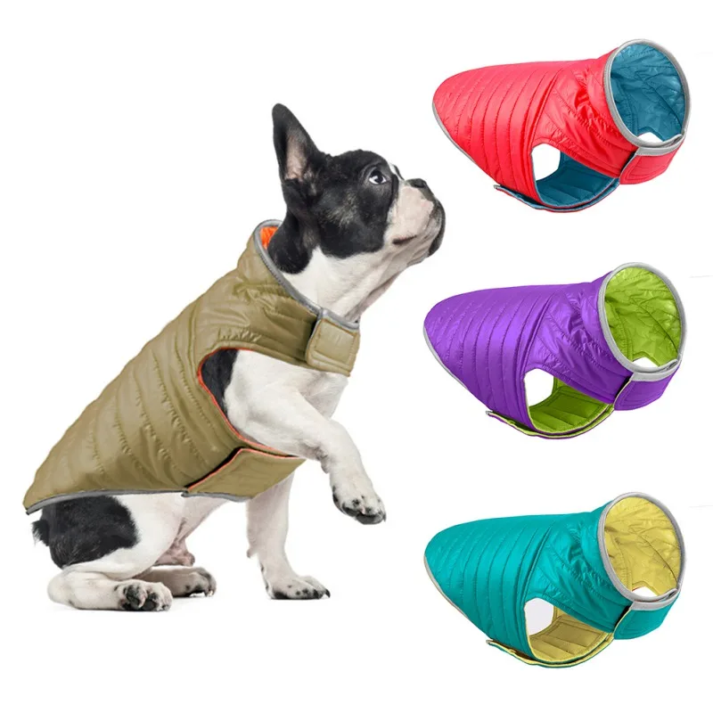 Double Sided Dog Coat Winter Warm Pet Dog Clothes For Small Medium Dogs Vest Chihuahua Clothing Soft Puppy Costumes