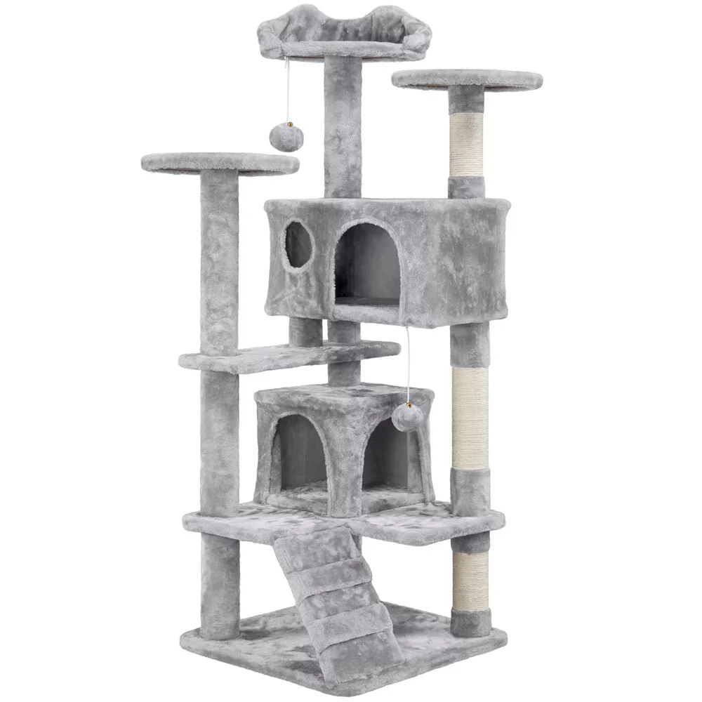 54.5" Multilevel Kitten Tree Condos With 2 Fur Balls & 3 Scratching Posts - Image 5