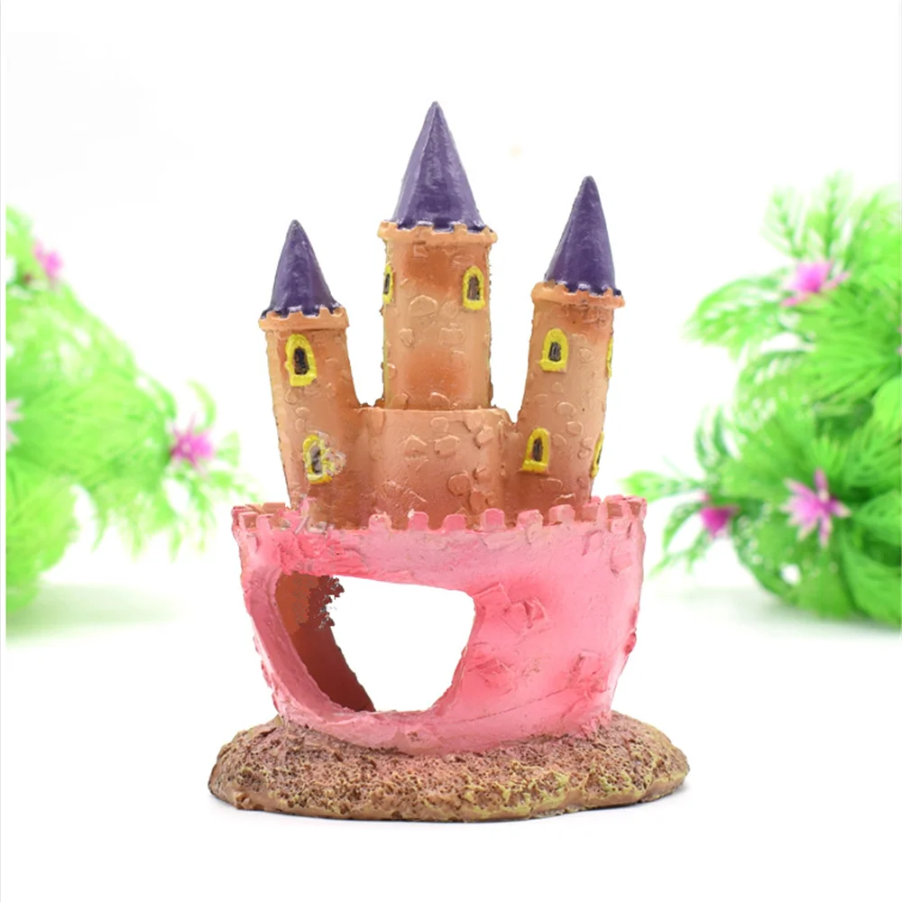 Ornaments Fish Tank Cartoon Pink Princess Castle Aquariums Decorations Resin Castle Tower Aquarium Home Decoration Pet Supplies - Image 2