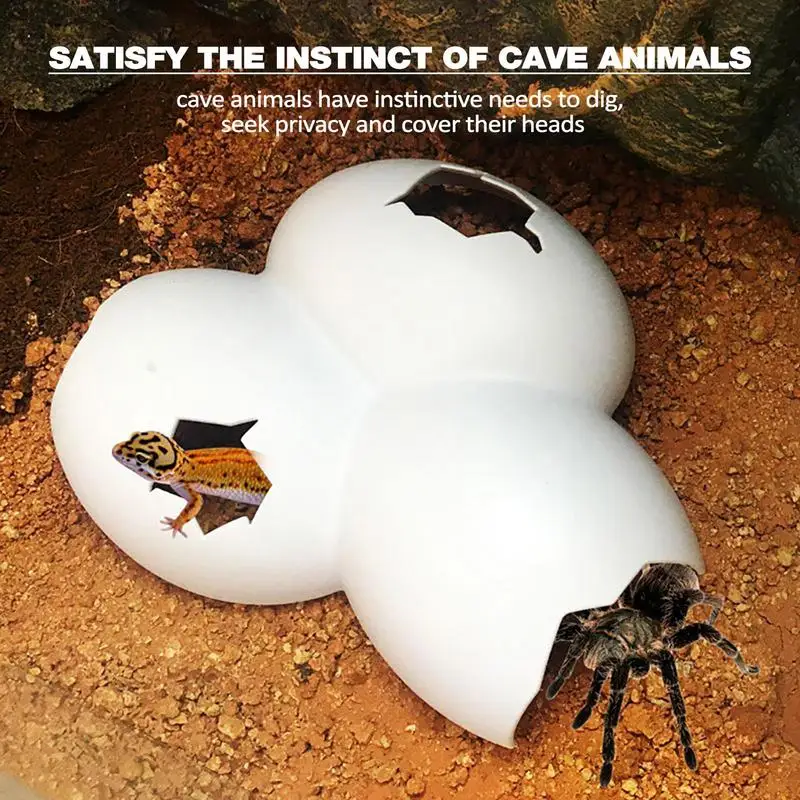 New Egg Shape Reptile Simulation Rock Cave Hideouts Reptile Hide Basking Hide Decoration Ornament For Aquariums Terrariums - Image 4