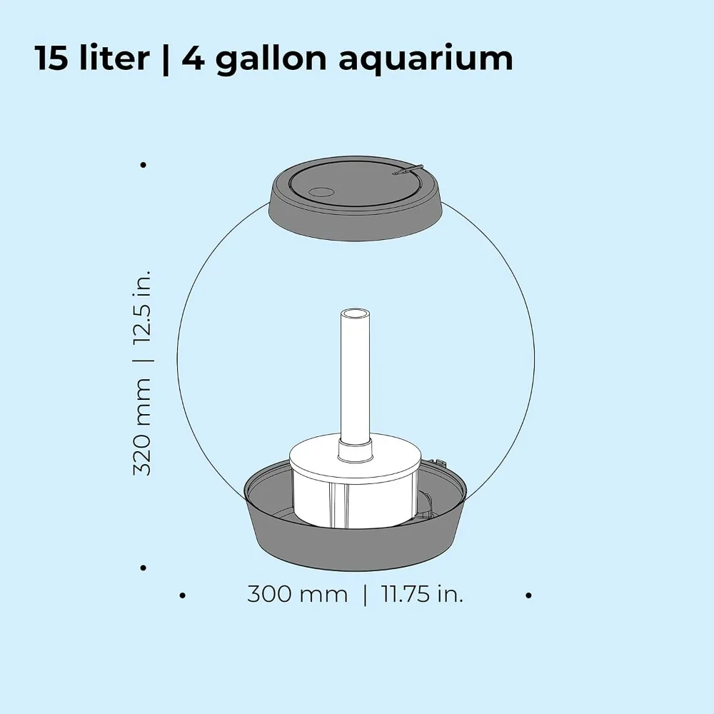 Classic 15 Acrylic 4 Gallon Aquarium With White LED Light Modern Compact Tank for Tabletop or Tabletop Monitor Fishbowl Fish Pet - Image 6