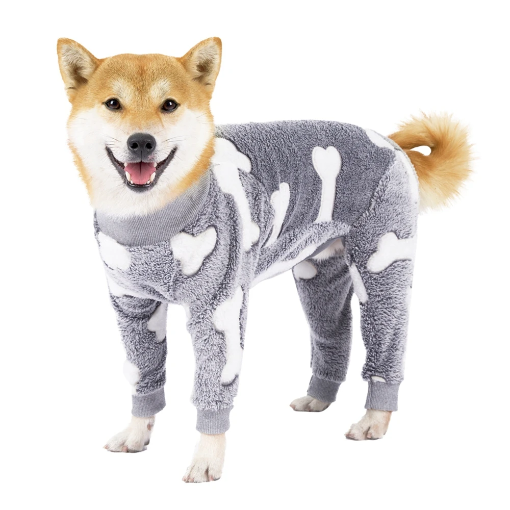 Four Legs Dog Pajamas Puppy Fleece Winter Warm Dog Jumpsuit Cute Pet Clothes Onesies For Medium Large Dogs Labrador Coat - Image 7