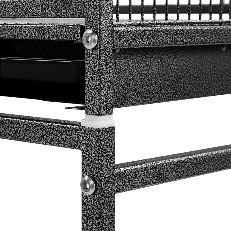53.7'' Metal Rolling Bird Cage with Stand, 4 Feeding Bowls, and 2 Perches, Black - Image 5