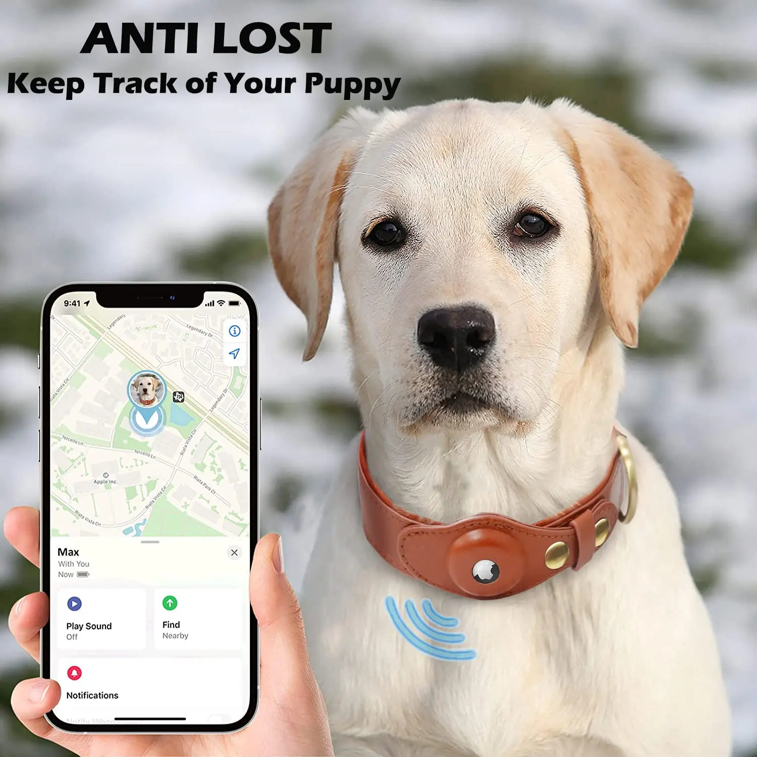 New Leather Anti-Lost Dog Collar With Airtag Holder For The Apple Airtag Heavy Duty Anti Lost Positioning Collar Dog Accessories - Image 4