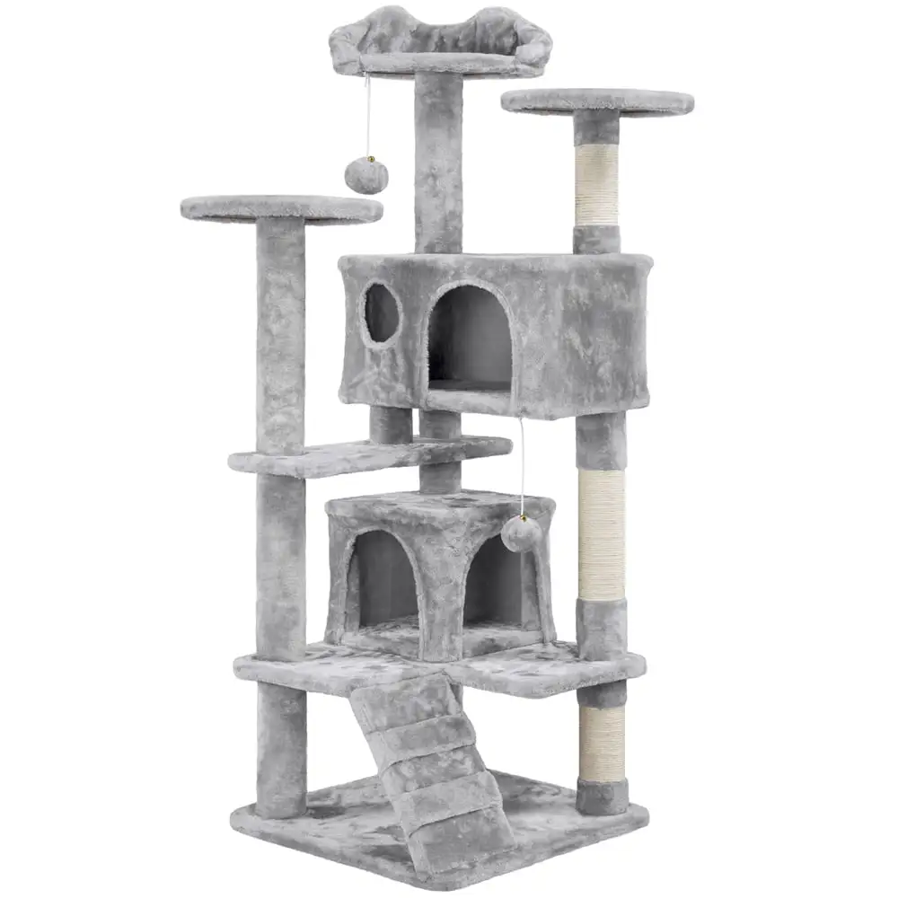 54.5" Multilevel Kitten Tree Condos With 2 Fur Balls & 3 Scratching Posts - Image 10