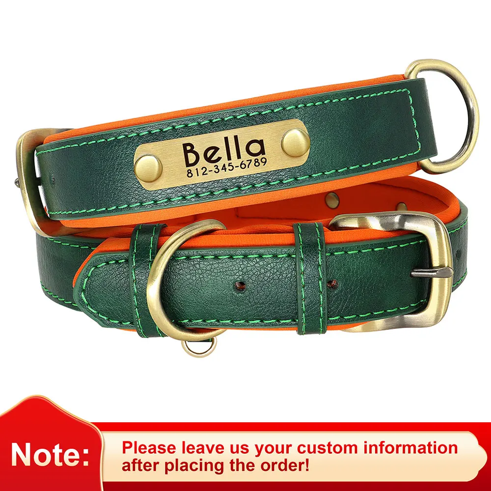 Customized Leather ID Nameplate Dog Collar Soft Padded Dogs Collars Free Engraving Name for Small Medium Large Dogs Adjustable - Image 11
