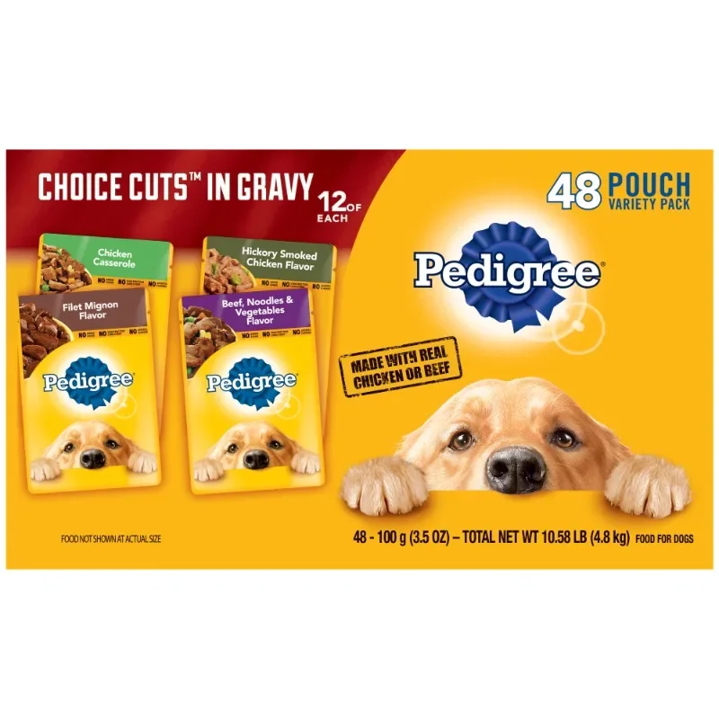 PEDIGREE CHOICE CUTS in Gravy Adult Soft Wet Dog Food, 48 Pouch Variety Pack, 3.5 oz. Pouches - Image 2