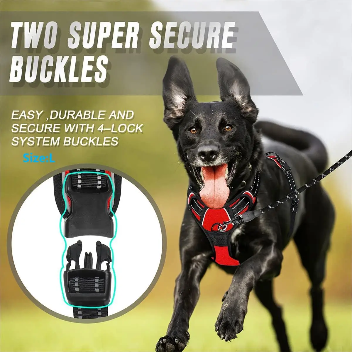 No Pull Dog Harness Front Clip Heavy Duty Reflective Easy Control Handle for Large Dog Walking - Image 5