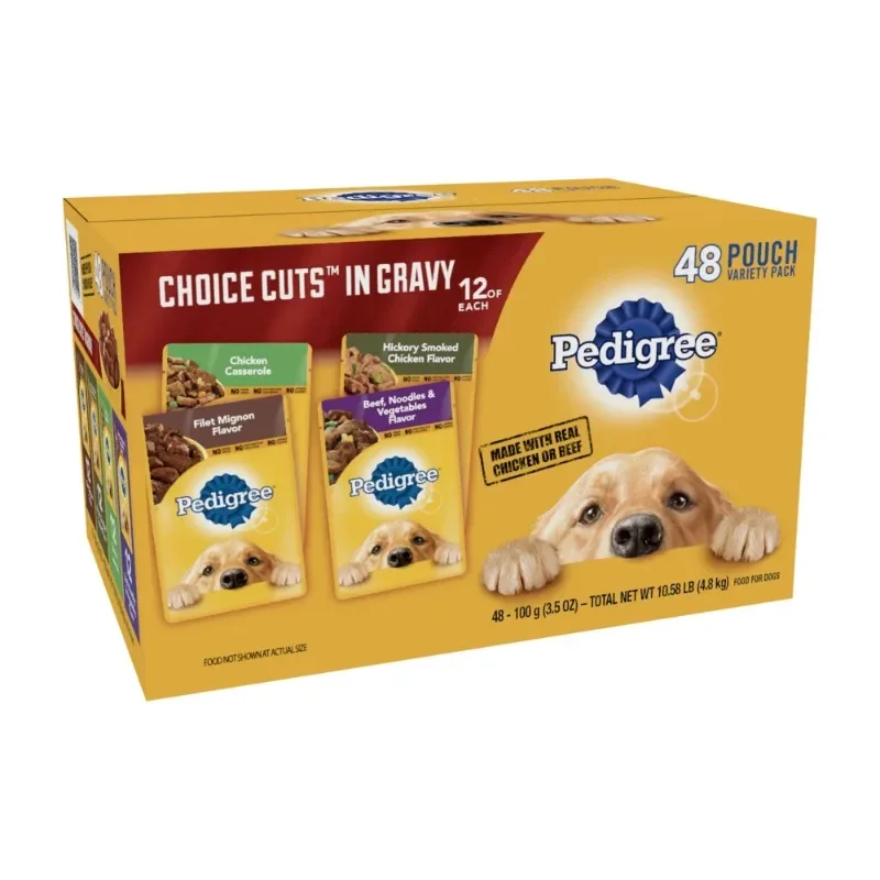 PEDIGREE CHOICE CUTS in Gravy Adult Soft Wet Dog Food, 48 Pouch Variety Pack, 3.5 oz. Pouches - Image 3