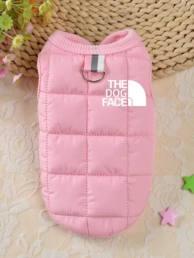 Designer Trendy Dog Clothes Winter Warm Pet Coat with fur inside for Small to Medium Dog with Dog Face Stereo Logo For Chihuahua French Bulldog Havanese Costume