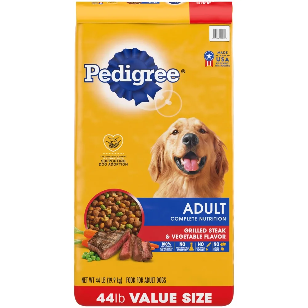 PEDIGREE Complete Nutrition Grilled Steak & Vegetable Dry Dog Food for Adult Dog, 44 lb. Bag - Image 2