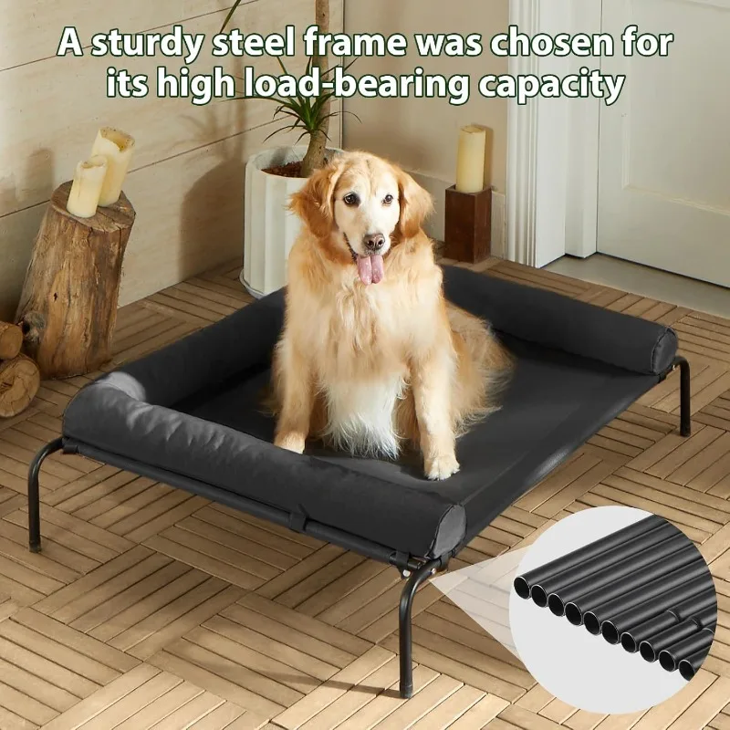 Large Elevated Cooling Dog Bed,Raised Dog Cots Beds for Large Dogs,Chew Proof Portable Cooling Pet Cot Skid - Image 7