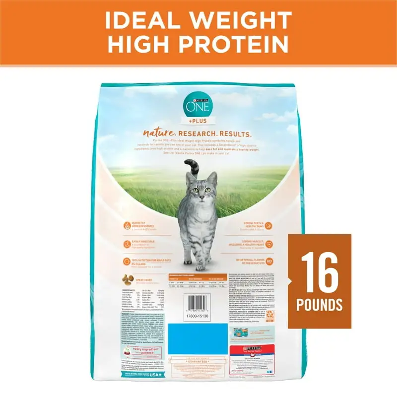 Ideal Weight High Protein Dry Cat Food Turkey, 16 lb Bag - Image 6