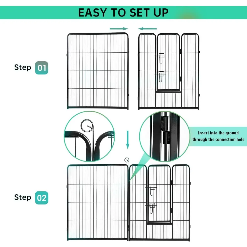 Dog Playpen Pet Dog Fence 40 Inch Height 16 Panels Metal Dog Pen Outdoor Exercise Pen with Doors,Pet Puppy Playpen - Image 4