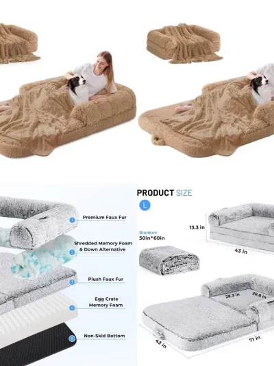 Human-Sized Dog Bed with Waterproof Liner