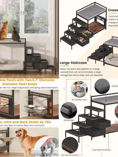 360° rotating & adjustable pet perch, staircase