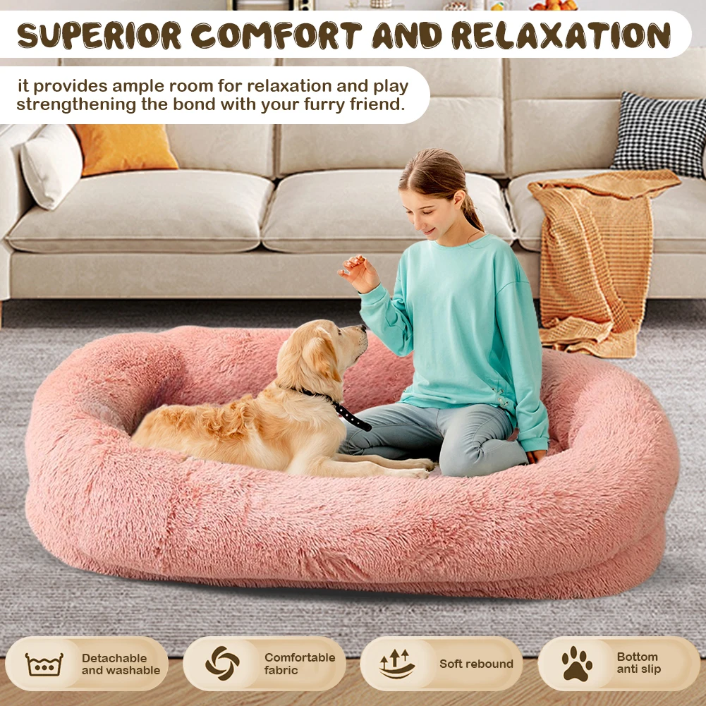 70" L * 41" W * 12" TH* Human Size Dog Bed