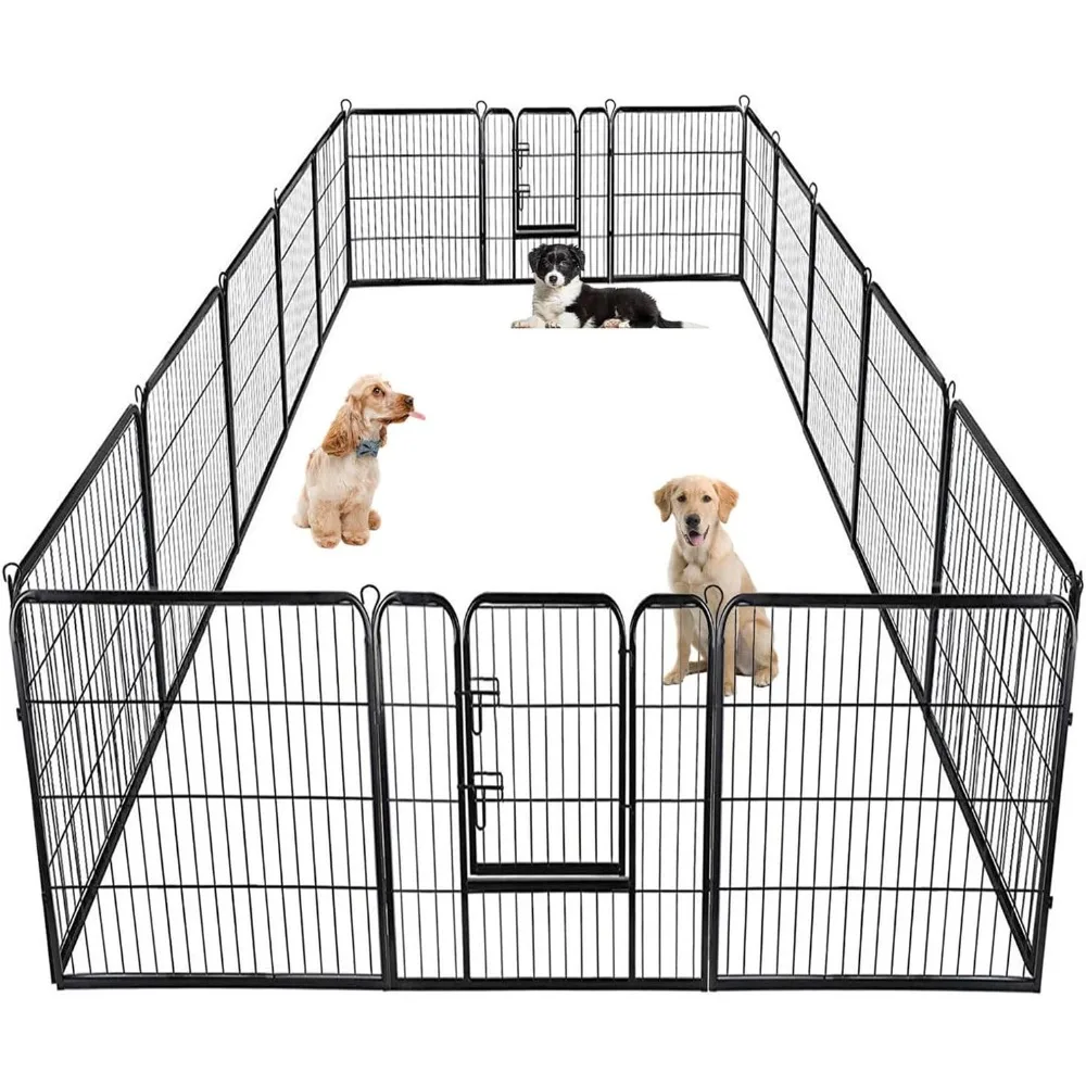 Dog Playpen Pet Dog Fence 40 Inch Height 16 Panels Metal Dog Pen Outdoor Exercise Pen with Doors,Pet Puppy Playpen