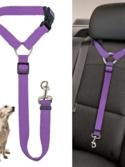 Solid Color Two-in-one Pet Car Seat Belt Nylon Lead Leash Backseat Safety Belt Adjustable Dogs or
Cats that attaches to Harness Collar Pet Accessories