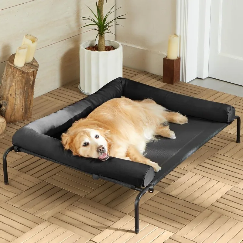 Large Elevated Cooling Dog Bed,Raised Dog Cots Beds for Large Dogs,Chew Proof Portable Cooling Pet Cot Skid