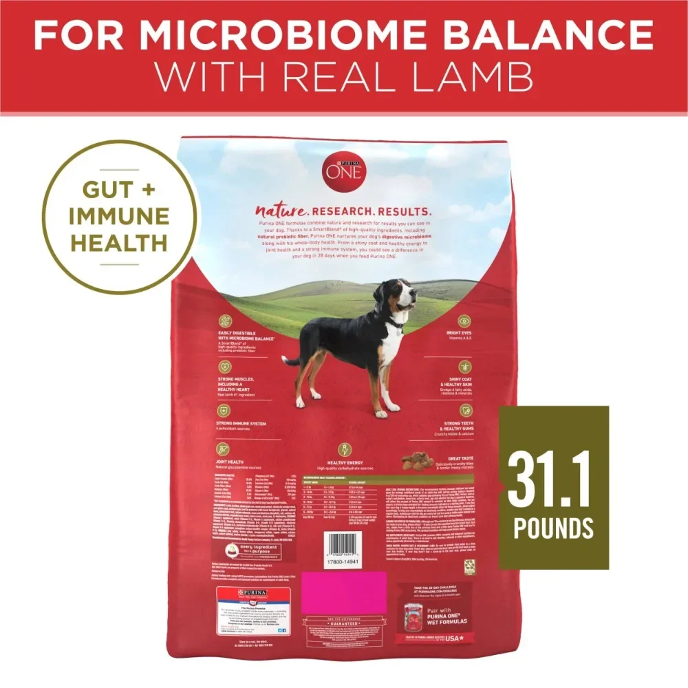 Purina One Dry Dog Food High Protein Microbiome Balance,, Real Lamb & Rice, 31.1 lb Bag - Image 4