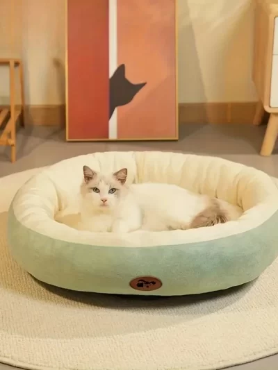 Plush Oval Pet Bed for Dogs and Cats