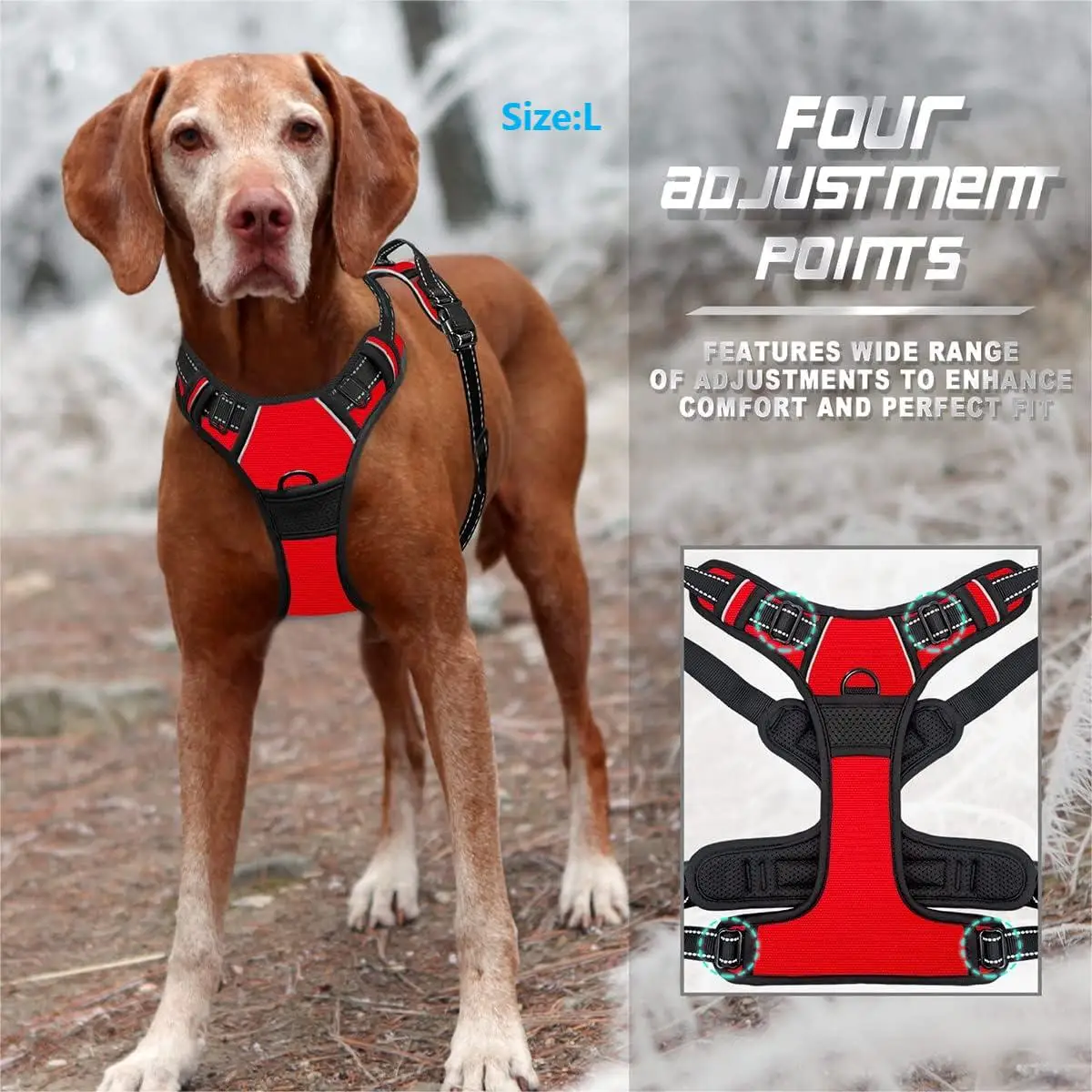 No Pull Dog Harness Front Clip Heavy Duty Reflective Easy Control Handle for Large Dog Walking - Image 2