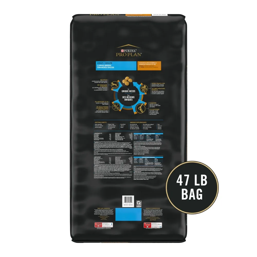 Purina Pro Plan Dry Dog Food for Large Adult Dogs High Protein, Real Chicken & Rice, 47 lb Bag - Image 4