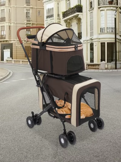 2-Tier Foldable Pet Stroller