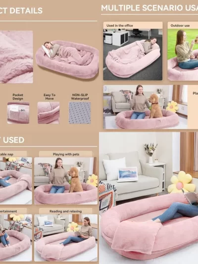 Jumbo-Sized Plush Dog Bed for Humans