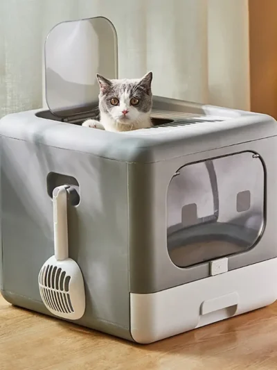 Cat Litter Box with Scoop and Tray