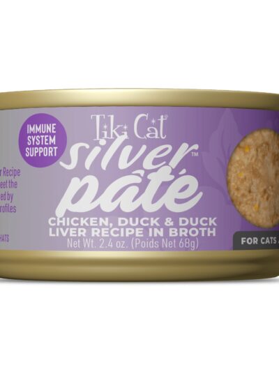 Tiki Pet Cat Silver Pate Chicken, Duck, Duck Liver 2.4oz. (Case of 12)