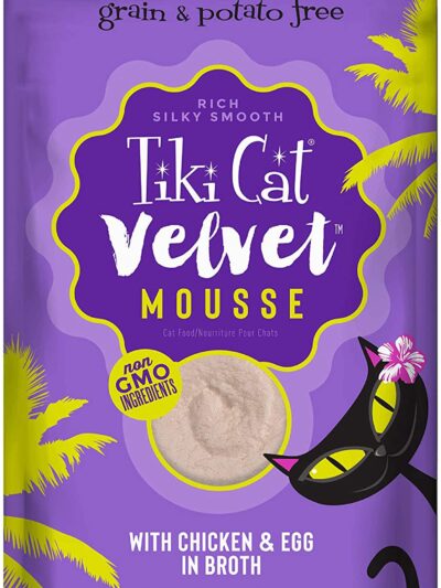 Tiki Pets Cat Velvet Mousse Chicken and Egg in Broth 2.8oz. (Case of 12)