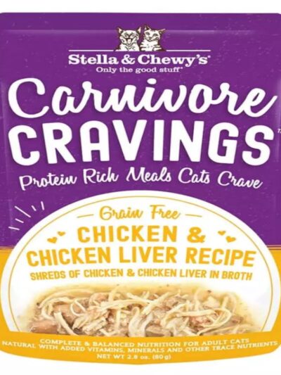 Stella and Chewys Cat Carnivore Cravings Shred Chicken and Liver 2.8oz. (Case of 24)