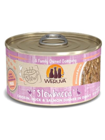 Weruva Cat Stewbacca Chicken; Duck and Salmon Dinner in Gravy 2.8oz. (Case of 12)