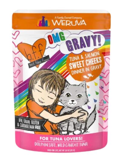 BFF Cat Omg Tuna and Salmon Sweet Cheeks Dinner in Gravy 3oz. (Case of 12)