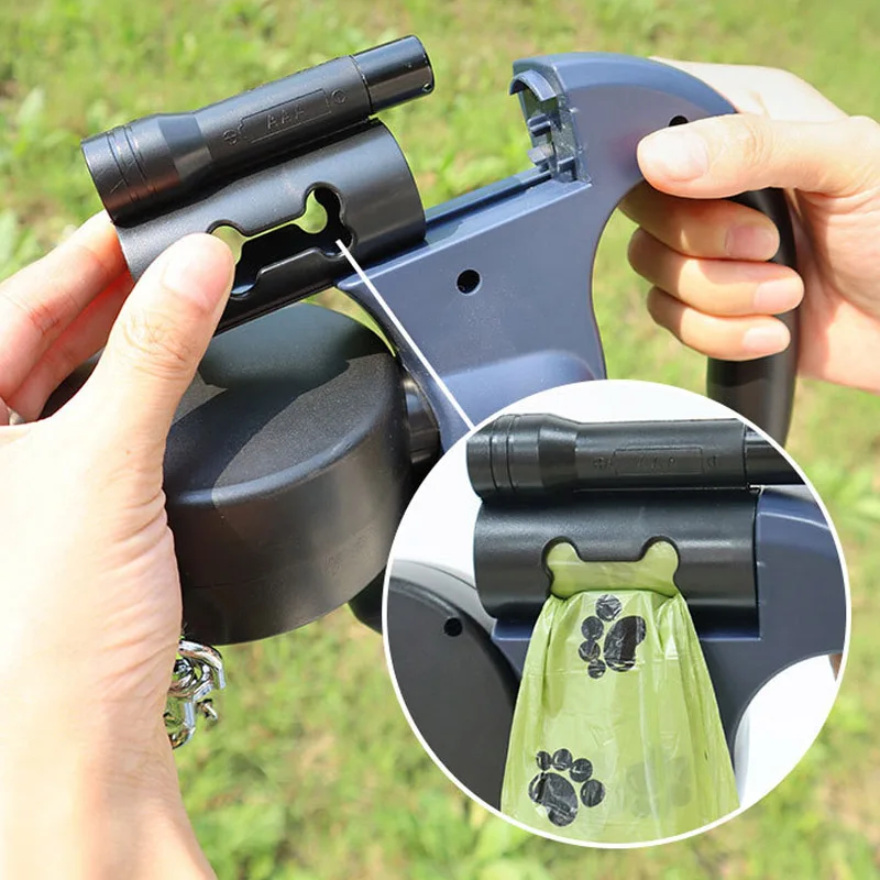 3in1 Double Leash Flashlight Poop Bag Dispenser - Image 4