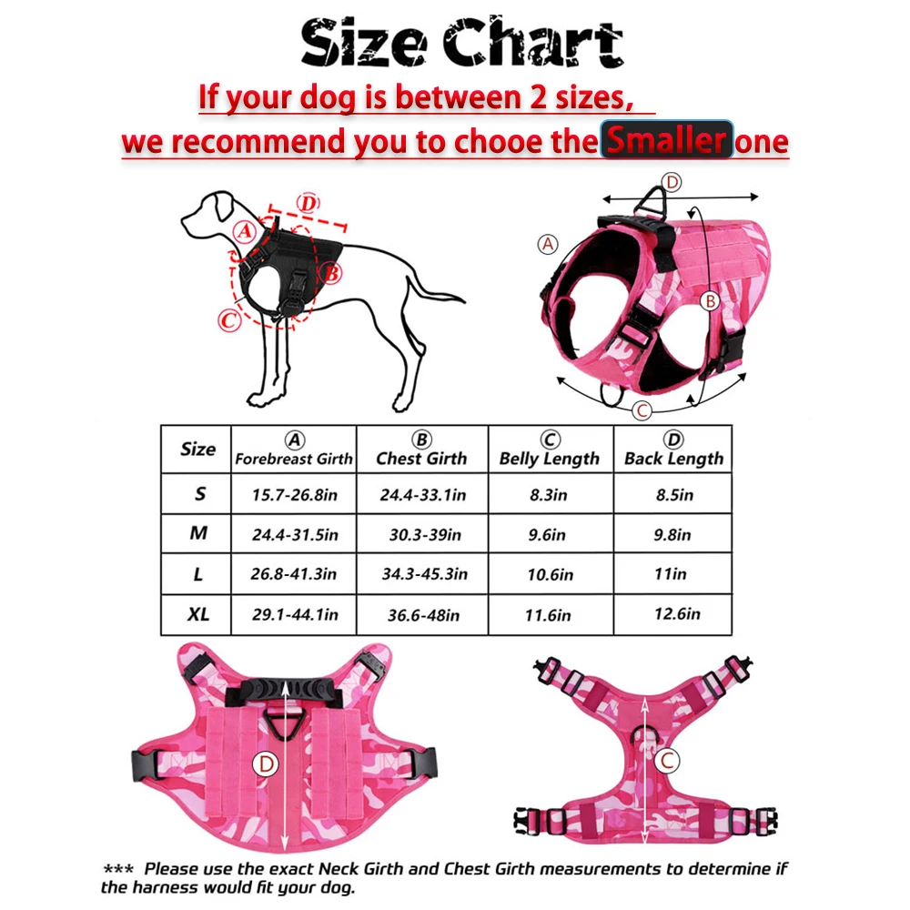 Military Pink Camouflage Dog Harness - Image 2