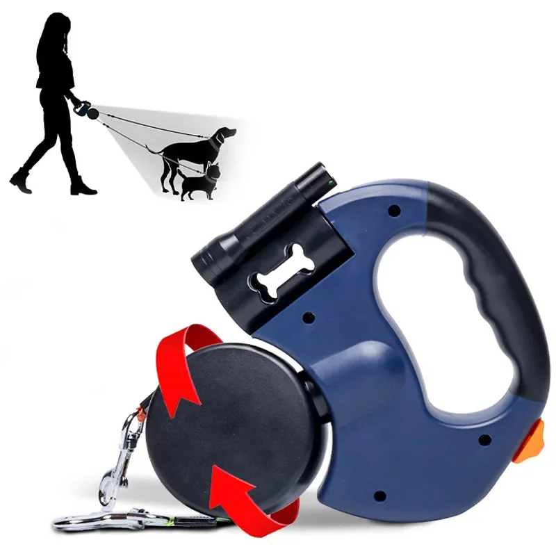 3in1 Double Leash Flashlight Poop Bag Dispenser - Image 3