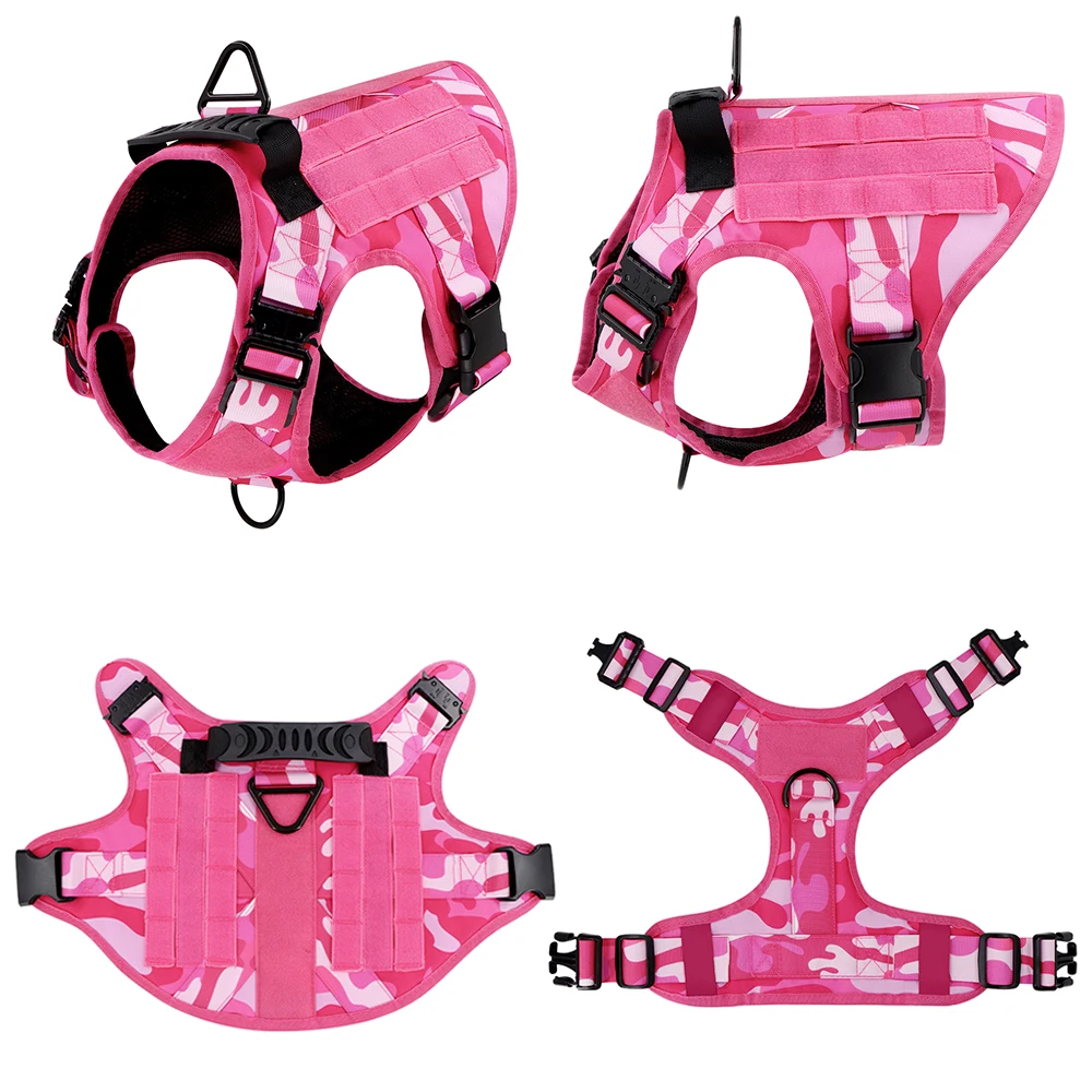 Military Pink Camouflage Dog Harness - Image 3
