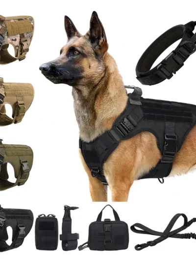 Tactical Dog Harness Collar Leash Pouches