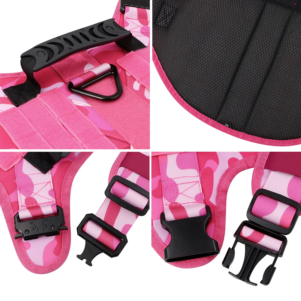 Military Pink Camouflage Dog Harness - Image 4
