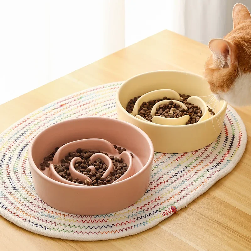 Ceramic Pet Cat Dog Bowl Anti-choke