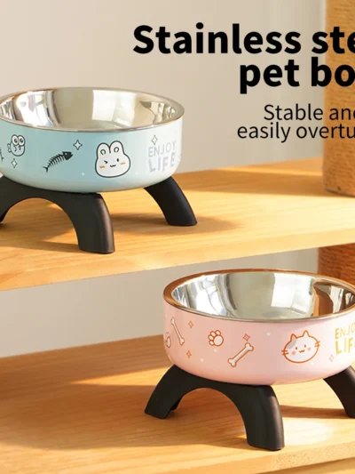 Cartoon printed high-legged pet bowl
