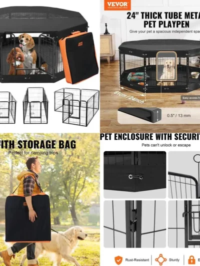 Collapsible 8-Panel Metal Pet Playpen