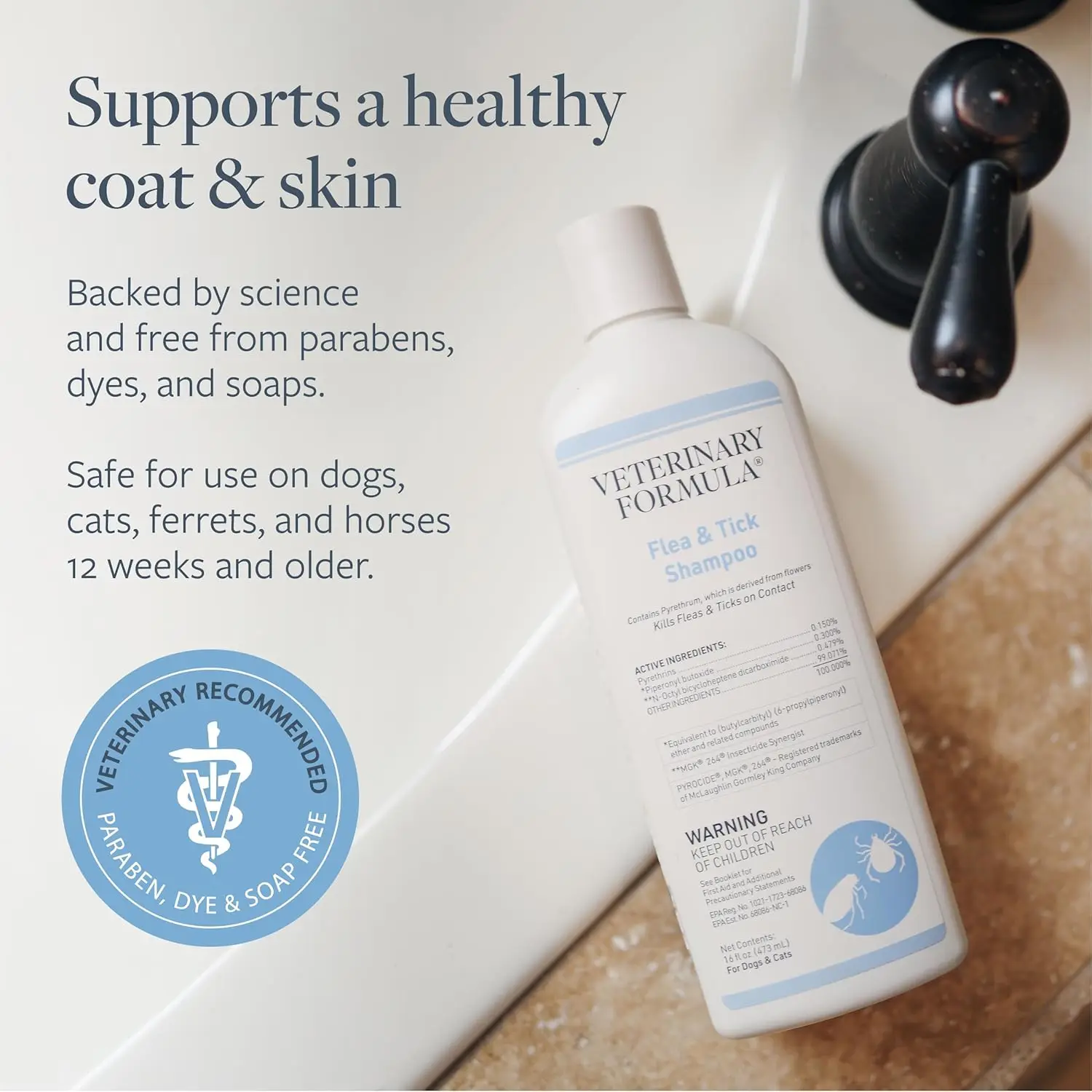 Flea and Tick Shampoo for Dogs and Cats, 16 oz - Image 3