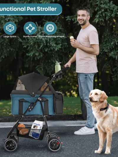 3 in 1 Pet Stroller For Dogs Cats Foldable