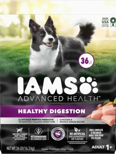 IAMS Advanced Health Adult Healthy Digestion Dry Dog Food with Real Chicken, 36 lb. Bag