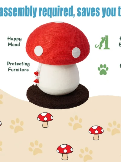 Red Mushroom-Shaped Sisal Cat Scratching Post